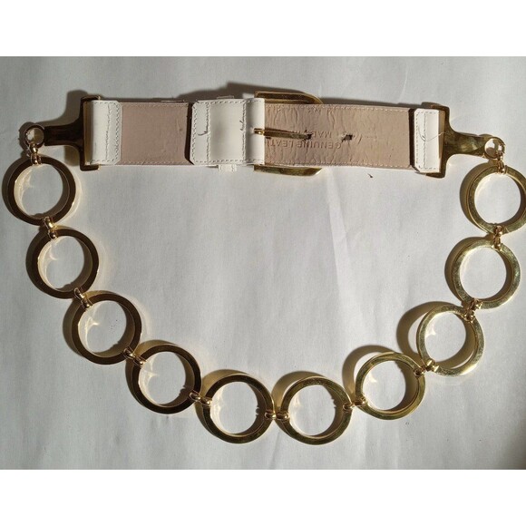 Vintage Milly Genuine Leather Gold Ring Belt